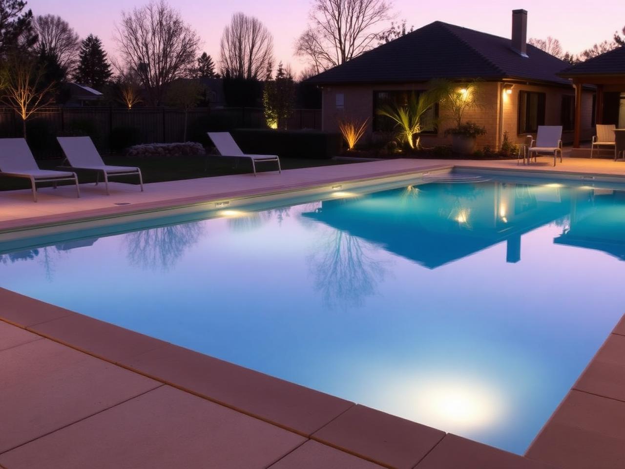 Heated pool at dusk